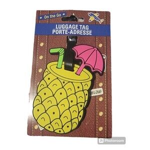 Luggage Tag Pineapple Yellow Tropical Drink  Backpack Baggage Label ID Travel